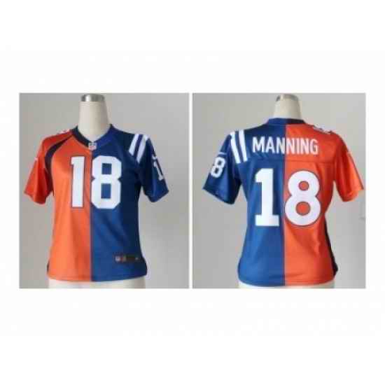 Nike Women Denver Broncos #18 Manning blue-orange[Elite split]